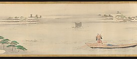 Three Gods of Good Fortune Visit the Yoshiwara; or “Scenes of Pleasure at the Height of Spring”, Chōbunsai Eishi (Japanese, 1756–1829), Handscroll; ink and color on silk, Japan