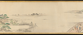 Three Gods of Good Fortune Visit the Yoshiwara; or “Scenes of Pleasure at the Height of Spring”, Chōbunsai Eishi (Japanese, 1756–1829), Handscroll; ink and color on silk, Japan