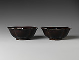 Pair of plum-blossom-shaped cups, Black lacquer, China
