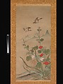Birds and Flowers of Summer and Autumn, Shikibu Terutada (Japanese, active mid–16th century), Pair of hanging scrolls; ink and color on paper, Japan