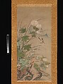 Birds and Flowers of Summer and Autumn, Shikibu Terutada (Japanese, active mid–16th century), Pair of hanging scrolls; ink and color on paper, Japan