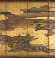 “Takebun,” from the Musical Drama “The New Piece” (Shinkyoku), Pair of six-panel folding screens; ink, color, gold and silver leaf on paper, Japan
