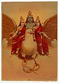 Vishnu-Garuda Wahan, Vishnu on his Eagle Mount Garuda, Chromolithographic print on paper, India