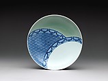 Dish with Design of Dishes, Porcelain with celadon glaze and underglaze blue (Hizen ware, Nabeshima type), Japan