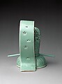 Incense Burner (Kōro) in the Shape of a Courtier’s Hat with Scrolling Peonies, Porcelain with celadon glaze (Hizen ware, Nabeshima type), Japan