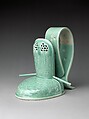 Incense Burner (Kōro) in the Shape of a Courtier’s Hat with Scrolling Peonies, Porcelain with celadon glaze (Hizen ware, Nabeshima type), Japan