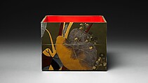 Stacked Food Box (Jūbako) with Taro Plants and Chrysanthemums, Shibata Zeshin (Japanese, 1807–1891), Lacquered wood, gold and silver hiramaki-e, takamaki-e, and colored togidashimaki-e, Japan