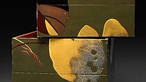 Stacked Food Box (Jūbako) with Taro Plants and Chrysanthemums, Shibata Zeshin (Japanese, 1807–1891), Lacquered wood, gold and silver hiramaki-e, takamaki-e, and colored togidashimaki-e, Japan
