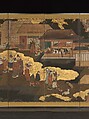 Arrival of the Europeans, Pair of six-panel folding screens; ink, color, gold, and gold leaf on paper, Japan