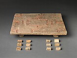 Liubo Board and Pieces, Earthenware with pigment and bone, China