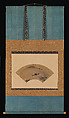 Herd Boy with Ox, Attributed to Kano Masanobu 狩野正信 (Japanese, ca. 1434–ca. 1530), Folding fan mounted as a hanging scroll; ink and gold on paper, Japan