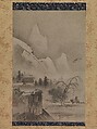 Two Views from the Eight Views of the Xiao and Xiang Rivers, Kantei (Japanese, active second half of 15th century), Pair of hanging scrolls; ink and color on paper, Japan
