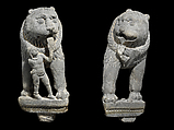 Pair of Lions with Attendant, Schist, Pakistan (ancient region of Gandhara)