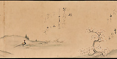 Fujiwara no Teika’s “Poems on Flowers and Birds of the Twelve Months”, Handscroll; ink and color on paper, Japan