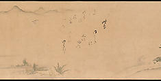 Fujiwara no Teika’s “Poems on Flowers and Birds of the Twelve Months”, Handscroll; ink and color on paper, Japan