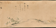 Fujiwara no Teika’s “Poems on Flowers and Birds of the Twelve Months”, Handscroll; ink and color on paper, Japan