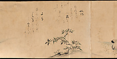 Fujiwara no Teika’s “Poems on Flowers and Birds of the Twelve Months”, Handscroll; ink and color on paper, Japan