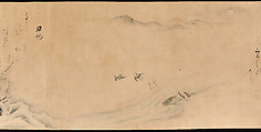 Fujiwara no Teika’s “Poems on Flowers and Birds of the Twelve Months”, Handscroll; ink and color on paper, Japan