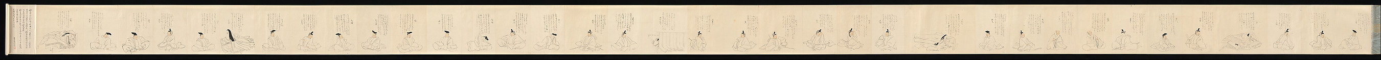 The Thirty-Six Poetic Immortals, Sakai Hōitsu (Japanese, 1761–1828), Handscroll; ink and color on paper, Japan