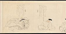 The Thirty-Six Poetic Immortals, Sakai Hōitsu (Japanese, 1761–1828), Handscroll; ink and color on paper, Japan