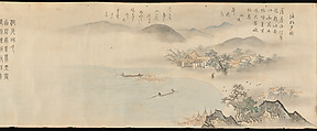 Eight Views of the Xiao and Xiang Rivers, Kano Tōun (Japanese, 1625–1694), Handscroll; ink and color on paper, Japan