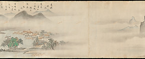 Eight Views of the Xiao and Xiang Rivers, Kano Tōun (Japanese, 1625–1694), Handscroll; ink and color on paper, Japan