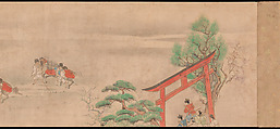 Horse Race at Kamo, Sumiyoshi Hiromori (Japanese, 1705–1777), Handscroll; ink, color and gold on paper, Japan
