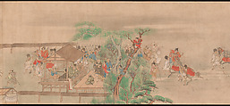 Horse Race at Kamo, Sumiyoshi Hiromori (Japanese, 1705–1777), Handscroll; ink, color and gold on paper, Japan