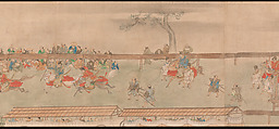 Horse Race at Kamo, Sumiyoshi Hiromori (Japanese, 1705–1777), Handscroll; ink, color and gold on paper, Japan