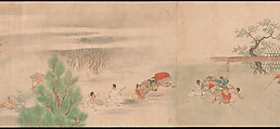 Horse Race at Kamo, Sumiyoshi Hiromori (Japanese, 1705–1777), Handscroll; ink, color and gold on paper, Japan