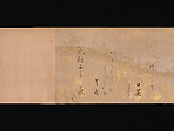 Twelve Poems from the New Collection of Poems Ancient and Modern, Calligraphy by Hon&#39;ami Kōetsu (Japanese, 1558–1637), Handscroll; ink and gold on silk, Japan