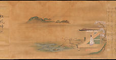 Eight Views from The Tale of Genji, Ishiyama Moroka (Japanese, 1669–1734), Handscroll; ink, color, and gold on silk, Japan