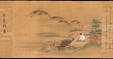 Eight Views from The Tale of Genji, Ishiyama Moroka (Japanese, 1669–1734), Handscroll; ink, color, and gold on silk, Japan