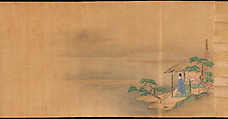 Eight Views from The Tale of Genji, Ishiyama Moroka (Japanese, 1669–1734), Handscroll; ink, color, and gold on silk, Japan