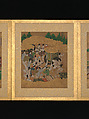 Twelve Scenes from The Tale of Genji, Unidentified artist (Sumiyoshi School), Album of twelve leaves; ink and color on gold-flecked paper, Japan