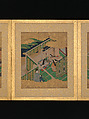 Twelve Scenes from The Tale of Genji, Unidentified artist (Sumiyoshi School), Album of twelve leaves; ink and color on gold-flecked paper, Japan