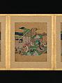 Twelve Scenes from The Tale of Genji, Unidentified artist (Sumiyoshi School), Album of twelve leaves; ink and color on gold-flecked paper, Japan
