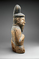 Shinto Deity as a Seated Courtier, Wood; single-block (ichiboku-zukuri) construction, with traces of red and black pigment, Japan
