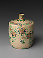 Sake bottle (Tokkuri), Stoneware with stylized flower and plum design (Ko-Kiyomizu ware), Japan