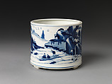 Censer with figures in landscape, Porcelain painted in underglaze cobalt blue (Jingdezhen ware), China