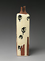 Vessel with dripping black ink patterns (Sumi nagashi tsubo), Kondō Yutaka (Japanese, 1932–1983), Stoneware with white slip and black glaze, Japan