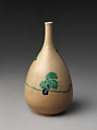 Sake bottle with chrysanthemums, Stoneware (Mizoro ware), Japan