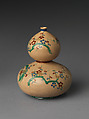 Gourd-Shaped Sake Bottle (Tokkuri), Stoneware (Ko-Kiyomizu ware), Japan