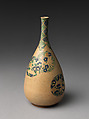Sake bottle with flower medallions, Stoneware (Ko-Kiyomizu ware), Japan