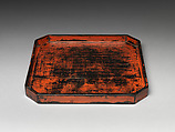Serving Tray with Angled Corners, Red lacquer (Negoro ware), Japan
