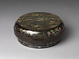 Round Box with Chinese-Style Landscape, Black lacquer inlaid with mother-of-pearl; wire, Japan (Ryūkyū Islands)