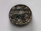 Round Box with Chinese-Style Landscape, Black lacquer inlaid with mother-of-pearl; wire, Japan (Ryūkyū Islands)