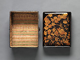 Box for Personal Accessories (Tebako) with Autumn Grasses, Lacquered wood with gold and silver hiramaki‑e and e-nashiji (“pear-skin picture”) on black ground, Japan