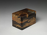 Portable Stationery and Cosmetic Box (Tabi kushi-bako) with Moon and Autumn Grasses, Lacquered wood with gold and silver togidashimaki-e, hiramaki-e, e-nashiji, and pewter inlay, Japan