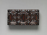 Box with pommel scroll design, Carved black and red lacquer, China